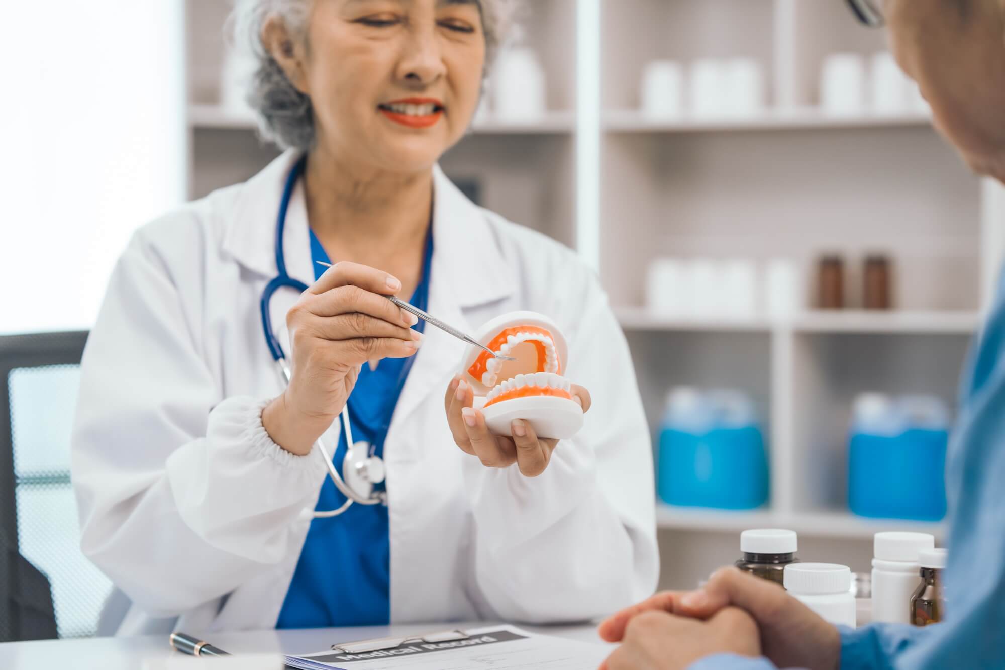Dentures being demonstrated